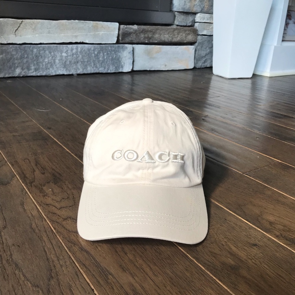 Coach Cream Embroidered Logo Baseball Cap